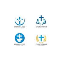 Ilustración de icono de vector de plantilla de logotipo de iglesia
