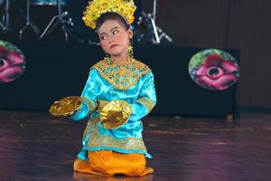Jakarta, Indonesia in November 2022. Young children ranging from kindergarten to elementary school are taking part in the National Archipelago dance competition. photo
