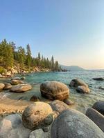 Secret Cove along Lake Tahoe in Nevada. Secret Cove is one of a series of beaches located along Highway 28 on the remote east shore of Lake Tahoe. photo