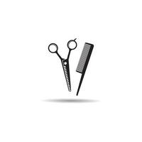 Scissors and comb logo vector icon illustration