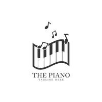 Ilustración de icono de vector de plantilla de logotipo de piano