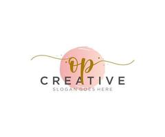 initial OP Feminine logo beauty monogram and elegant logo design, handwriting logo of initial signature, wedding, fashion, floral and botanical with creative template. vector