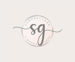 Initial SG feminine logo. Usable for Nature, Salon, Spa, Cosmetic and Beauty Logos. Flat Vector Logo Design Template Element.