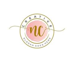 initial NC Feminine logo beauty monogram and elegant logo design, handwriting logo of initial signature, wedding, fashion, floral and botanical with creative template. vector