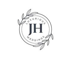 JH Initials letter Wedding monogram logos template, hand drawn modern minimalistic and floral templates for Invitation cards, Save the Date, elegant identity. vector