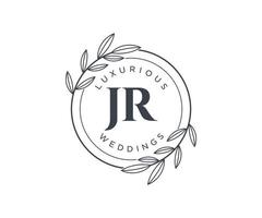 JR Initials letter Wedding monogram logos template, hand drawn modern minimalistic and floral templates for Invitation cards, Save the Date, elegant identity. vector