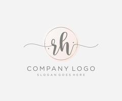 Initial RH feminine logo. Usable for Nature, Salon, Spa, Cosmetic and Beauty Logos. Flat Vector Logo Design Template Element.