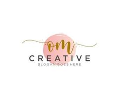 initial OM Feminine logo beauty monogram and elegant logo design, handwriting logo of initial signature, wedding, fashion, floral and botanical with creative template. vector