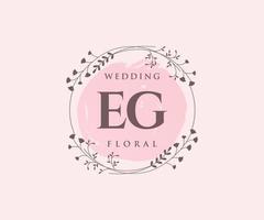 EG Initials letter Wedding monogram logos template, hand drawn modern minimalistic and floral templates for Invitation cards, Save the Date, elegant identity. vector