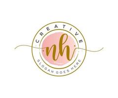 initial NH Feminine logo beauty monogram and elegant logo design, handwriting logo of initial signature, wedding, fashion, floral and botanical with creative template. vector