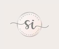 Initial SI feminine logo. Usable for Nature, Salon, Spa, Cosmetic and Beauty Logos. Flat Vector Logo Design Template Element.