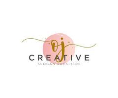 initial OJ Feminine logo beauty monogram and elegant logo design, handwriting logo of initial signature, wedding, fashion, floral and botanical with creative template. vector