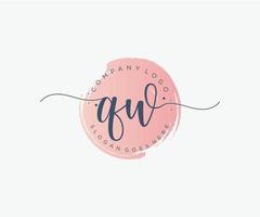 Initial QW feminine logo. Usable for Nature, Salon, Spa, Cosmetic and Beauty Logos. Flat Vector Logo Design Template Element.