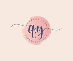 Initial QY feminine logo. Usable for Nature, Salon, Spa, Cosmetic and Beauty Logos. Flat Vector Logo Design Template Element.