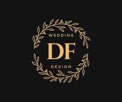 colección de logotipos de monograma de boda con letras iniciales df, plantillas florales y minimalistas modernas dibujadas a mano para tarjetas de invitación, guardar la fecha, identidad elegante para restaurante, boutique, café en vector