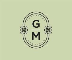 GM Initials letter Wedding monogram logos template, hand drawn modern minimalistic and floral templates for Invitation cards, Save the Date, elegant identity. vector