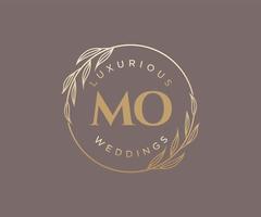 plantilla de logotipos de monograma de boda con letras iniciales mo, plantillas florales y minimalistas modernas dibujadas a mano para tarjetas de invitación, guardar la fecha, identidad elegante. vector