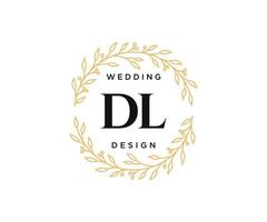 DL Initials letter Wedding monogram logos collection, hand drawn modern minimalistic and floral templates for Invitation cards, Save the Date, elegant identity for restaurant, boutique, cafe in vector