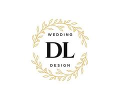 colección de logotipos de monograma de boda con letras iniciales dl, plantillas florales y minimalistas modernas dibujadas a mano para tarjetas de invitación, guardar la fecha, identidad elegante para restaurante, boutique, café en vector