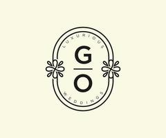 GO Initials letter Wedding monogram logos template, hand drawn modern minimalistic and floral templates for Invitation cards, Save the Date, elegant identity. vector