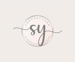 Initial SY feminine logo. Usable for Nature, Salon, Spa, Cosmetic and Beauty Logos. Flat Vector Logo Design Template Element.
