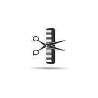 Scissors and comb logo vector icon illustration