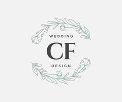 colección de logotipos de monogramas de boda con letras iniciales cf, plantillas florales y minimalistas modernas dibujadas a mano para tarjetas de invitación, guardar la fecha, identidad elegante para restaurante, boutique, café en vector