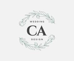 colección de logotipos de monograma de boda con letras iniciales ca, plantillas florales y minimalistas modernas dibujadas a mano para tarjetas de invitación, guardar la fecha, identidad elegante para restaurante, boutique, café en vector