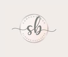 Initial SB feminine logo. Usable for Nature, Salon, Spa, Cosmetic and Beauty Logos. Flat Vector Logo Design Template Element.