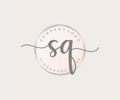 Initial SQ feminine logo. Usable for Nature, Salon, Spa, Cosmetic and Beauty Logos. Flat Vector Logo Design Template Element.