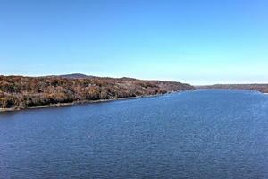 View from the Mid-Hudson Bridge crossing the Hudson River in Poughkeepsie, New York photo
