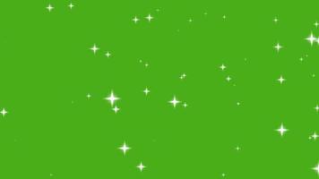 leuchtende Sterne funkeln auf grünem Hintergrund. 4k-Chroma-Key-Animation. video