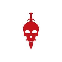 skull logo with swords vector icon template illustration