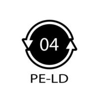 PE-LD 04 recycling code symbol. Plastic recycling vector low density polyethylene sign.