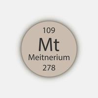 símbolo de meitnerio. elemento químico de la tabla periódica. ilustración vectorial vector