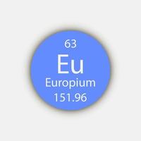 Europium symbol. Chemical element of the periodic table. Vector illustration.