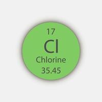 Chlorine symbol. Chemical element of the periodic table. Vector illustration.