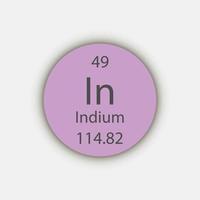 Indium symbol. Chemical element of the periodic table. Vector illustration.