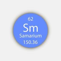 Samarium symbol. Chemical element of the periodic table. Vector illustration.