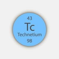 símbolo de tecnecio. elemento químico de la tabla periódica. ilustración vectorial vector