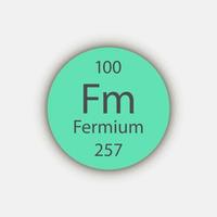 Fermium symbol. Chemical element of the periodic table. Vector illustration.