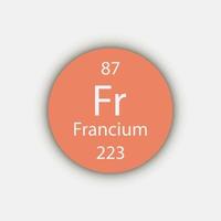 Francium symbol. Chemical element of the periodic table. Vector illustration.