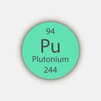 Plutonium symbol. Chemical element of the periodic table. Vector illustration.