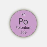 Polonium symbol. Chemical element of the periodic table. Vector illustration.