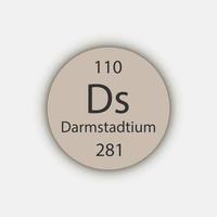 Darmstadtium symbol. Chemical element of the periodic table. Vector illustration.