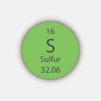 Sulfur symbol. Chemical element of the periodic table. Vector illustration.