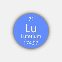 Lutetium symbol. Chemical element of the periodic table. Vector illustration.