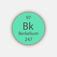 Berkelium symbol. Chemical element of the periodic table. Vector illustration.