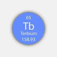 Terbium symbol. Chemical element of the periodic table. Vector illustration.