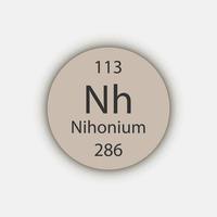 Nihonium symbol. Chemical element of the periodic table. Vector illustration.